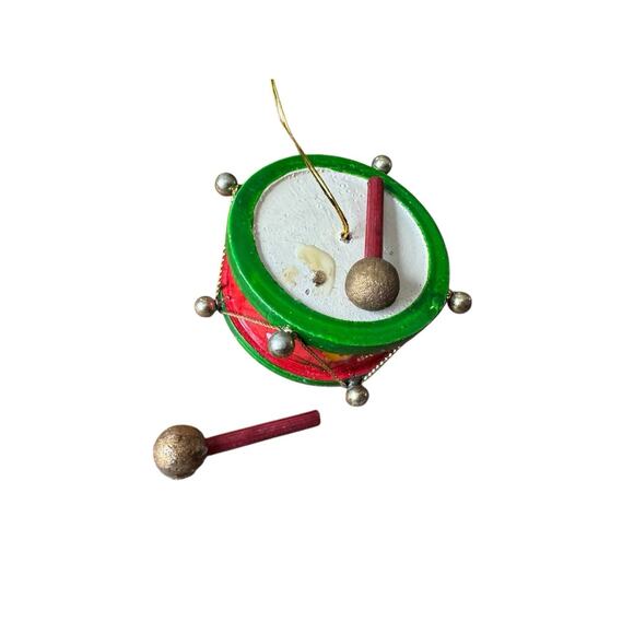 Vintage Wood Christmas Holiday Ornaments Lot Bears Santa Japan Taiwan Drum READ - Picture 5 of 10